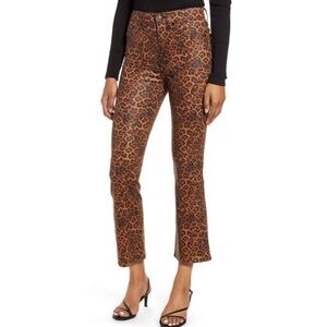 7 For All Mankind Leopard Print Coated Flare Jeans Women’s Size 27 Stretch Denim